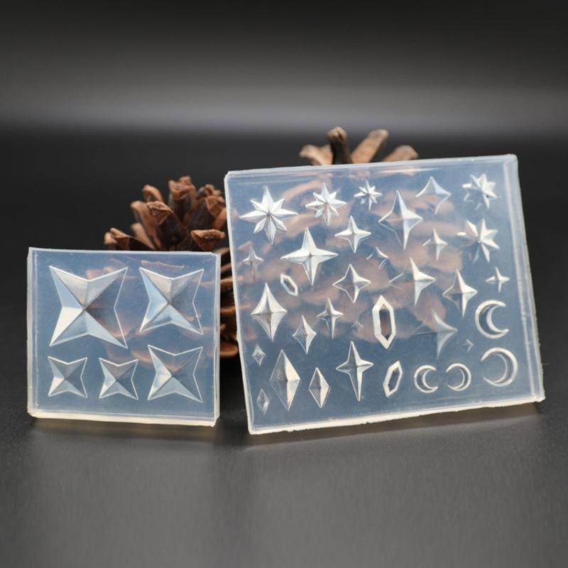 2Pcs/Set  Silicone Mold Amond Shaped Stones Mould Unique Epoxy Resin Jewelry Making Molds for Y Enthusiasts