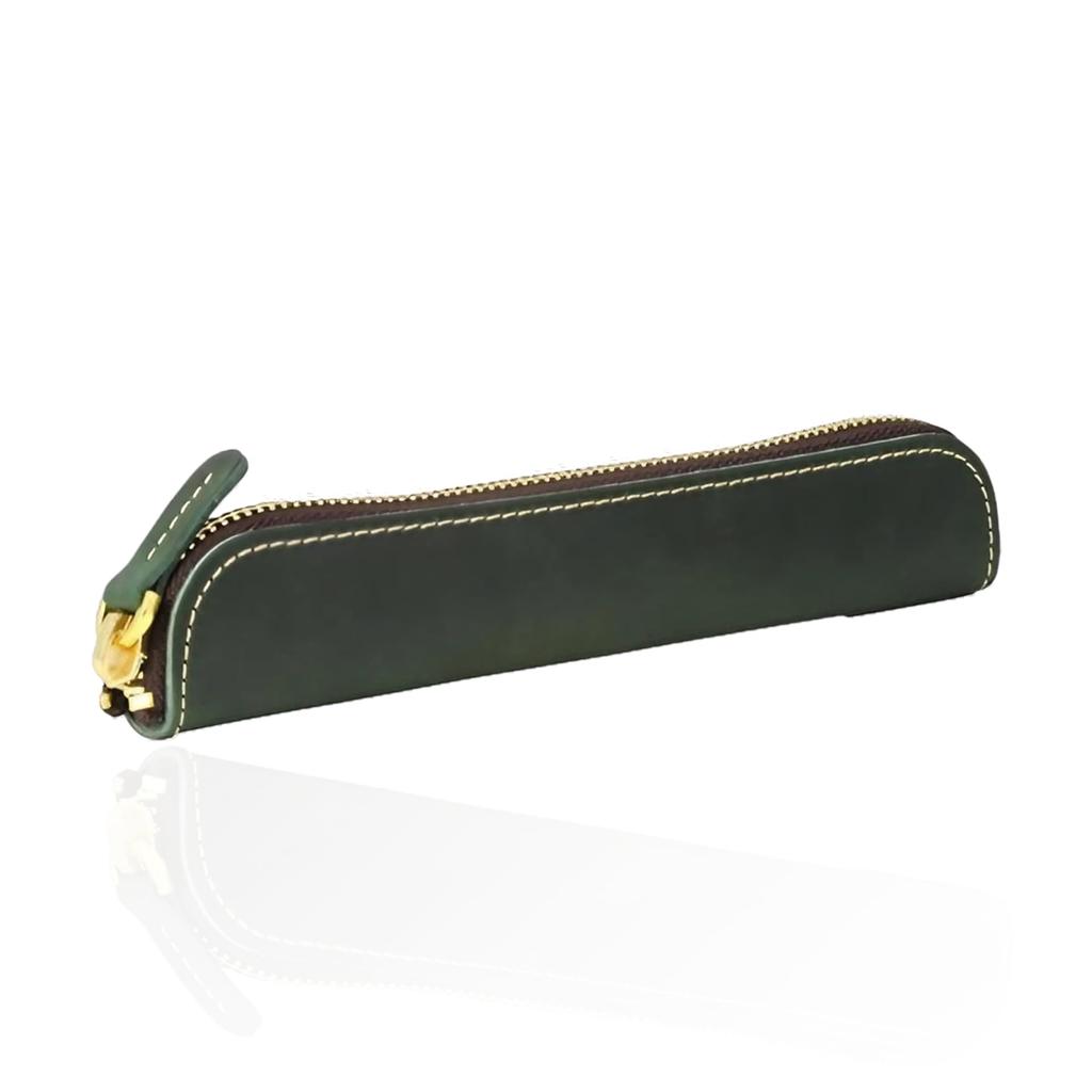 Bag Slim Leather Pencil Large Simple Design for Adults Case Made Only from the Top Surface of Cowhide Zipper Stylish Leather Pencil Case for Genuine