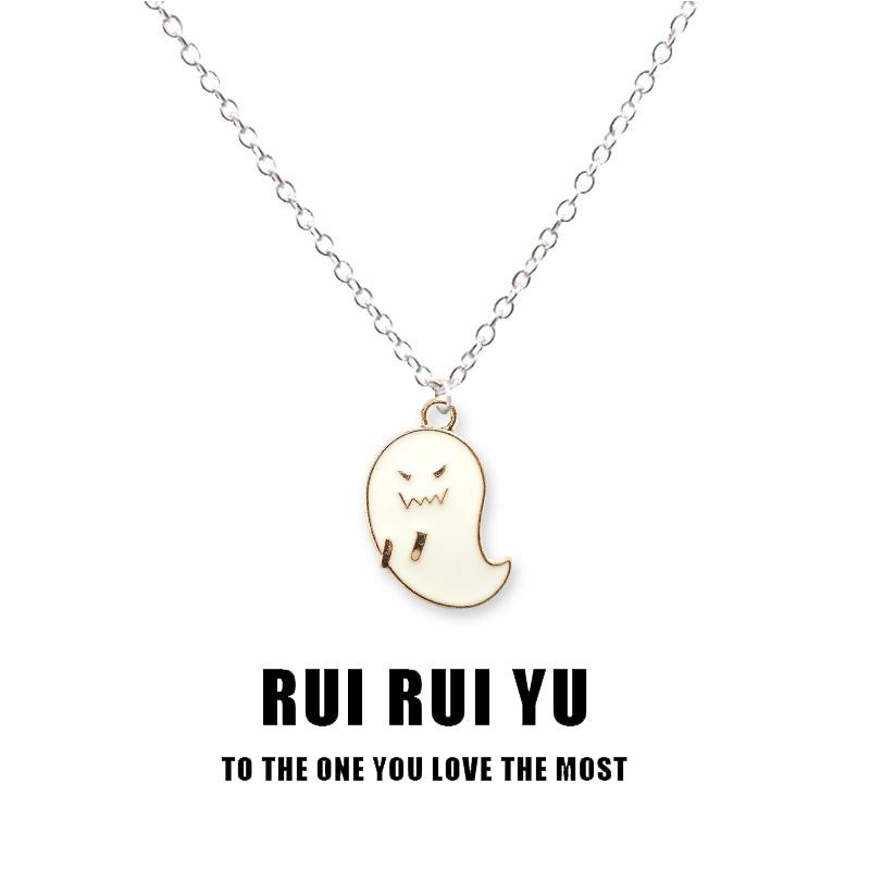 RUI RUI YU White Ghost Necklace Pendant Necklace for Women Men Girlfriend Couple Lover Jewelry Gift