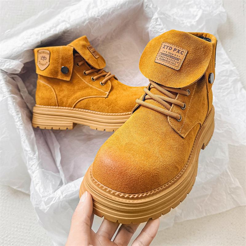 

Martin boots men s rhubarb boots medium boots 2024 new winter high-top derby shoes tooling boots 11306-J 38 жёлтый