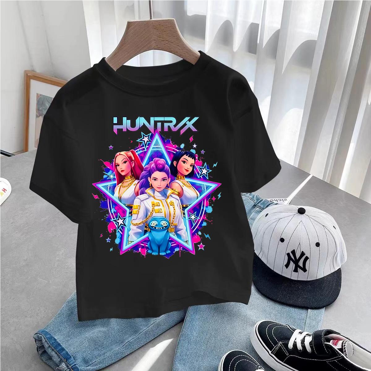 2026 New Kpop Demon Hunters Children s Fashion T Shirt Short Sleeve Kids Tee Kpop Demon Hunters Tshirt Boys Girls Clothing 110