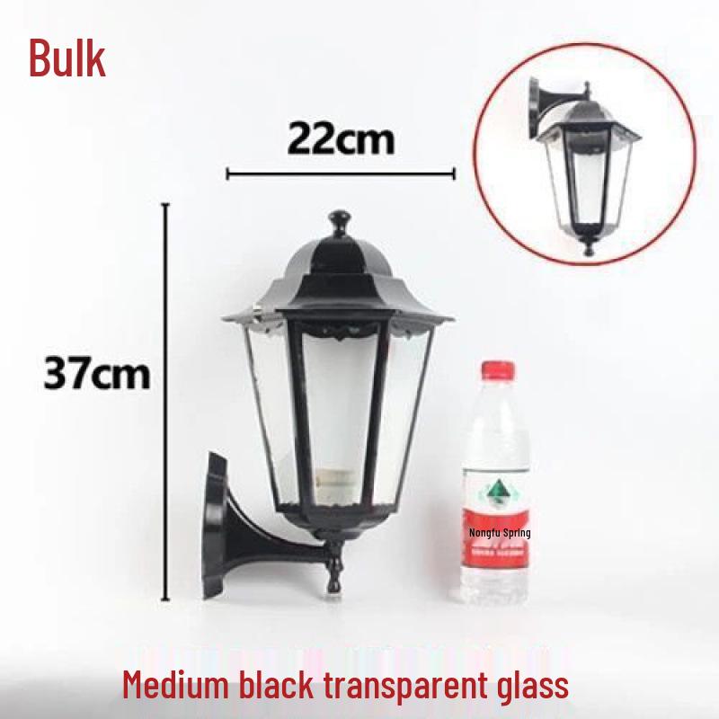 Hexagonal Outdoor Wall Light: European Retro Waterproof Lamp in Antique Bronze Black for Balcony Decor