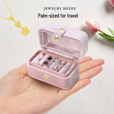 Pink Velvet Multi-Slot Ring and Earring Jewelry Storage Box