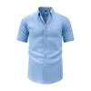 Summer Men's Short-sleeved Shirt Wrinkled Striped Shirt Lapel Casual Fashion Retro Fashion Versatile Cardigan