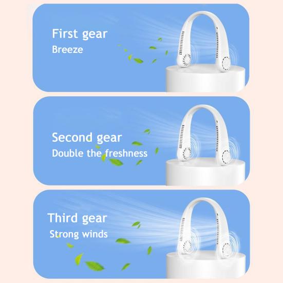Neck Fan, Lightweight Bladeless Hanging Portable Fan, Hands Free Fan 3 Speed Adjustable Design, Long Battery Life Personal