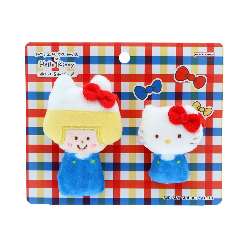 mizutama Sanrio Characters Goods Plush Badge Set Hello Kitty S8351651 [Sunstar Stationery] 2-Piece