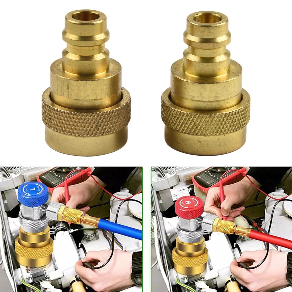 2PCS Brass For R134A To R1234YF Adjustable High Low Pressure Connector Adapter