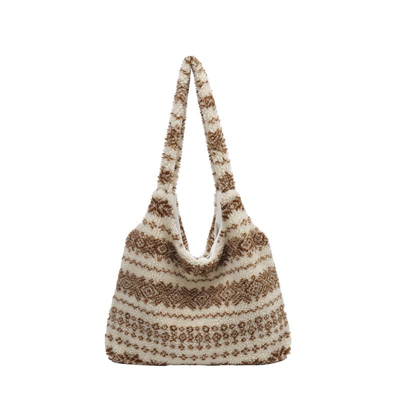 Vintage Handmade Bohemian Velvet Tote Bag Trendy Natural Material Crochet Shoulder Bags Hobo Bags Spacious chic for Daily