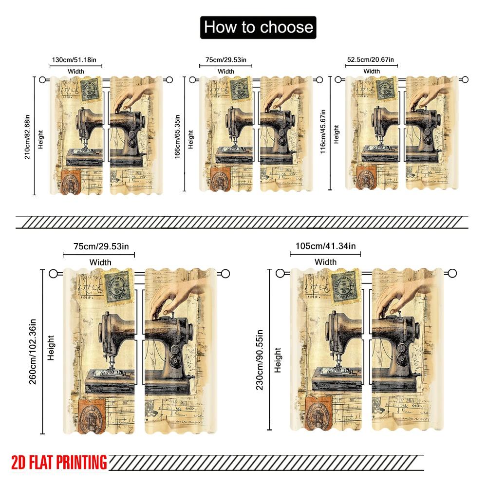2 Stück, 2D-Flachdruck Moderne Vorhänge Vintage Schneiderin Vielseitiger Polyesterstoff (ohne Stange) Zimmerdeko Ideal für