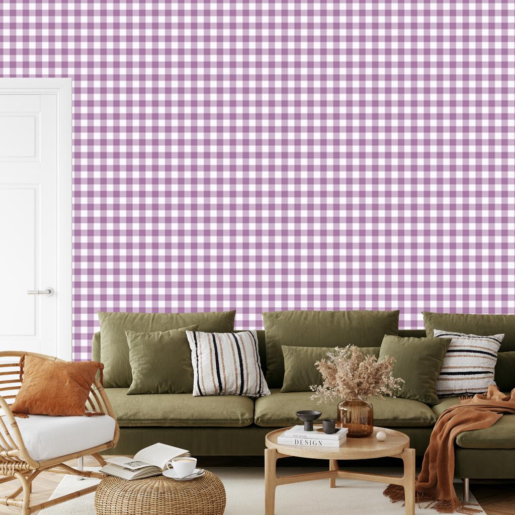 Wallpaper Fabric Pattern Purple and White for Living Room and Bedroom 50x1000
