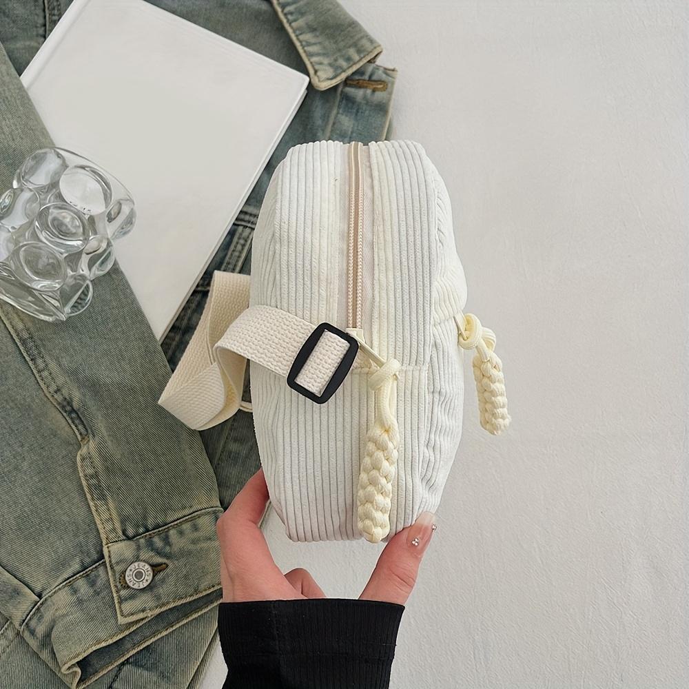 Vintage und vielseitige Harajuku Cord-Umhängetasche, Japanische lässige Cord-Tasche, Schlüssel-Tasche für den Weg zur Arbeit