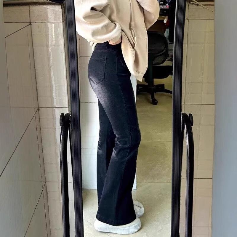 

Women s Black High-Waist Retro Flare Jeans for Autumn/Winter 5XL