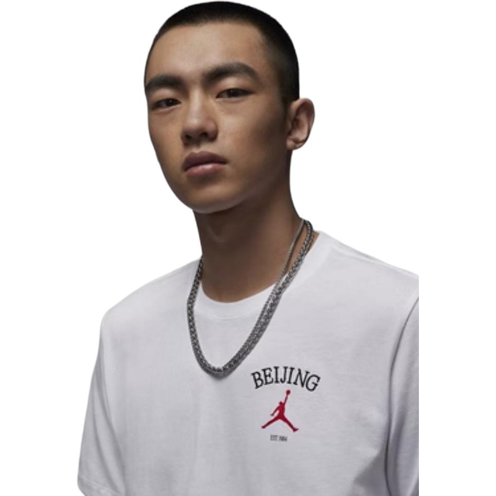 Jordan Breathable Sports Training Crew Neck Short Sleeve T-Shirt Men Tops White HF1457-100