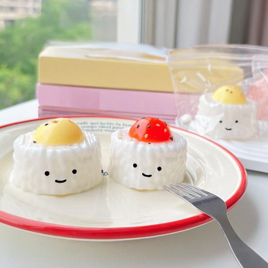 Yousheng Yolk Rice Ball Squeeze Toy, Smiling Cartoon Rice Ball Dumpling Stress Relief Toy, Slow Rebound Fake Food Sensory