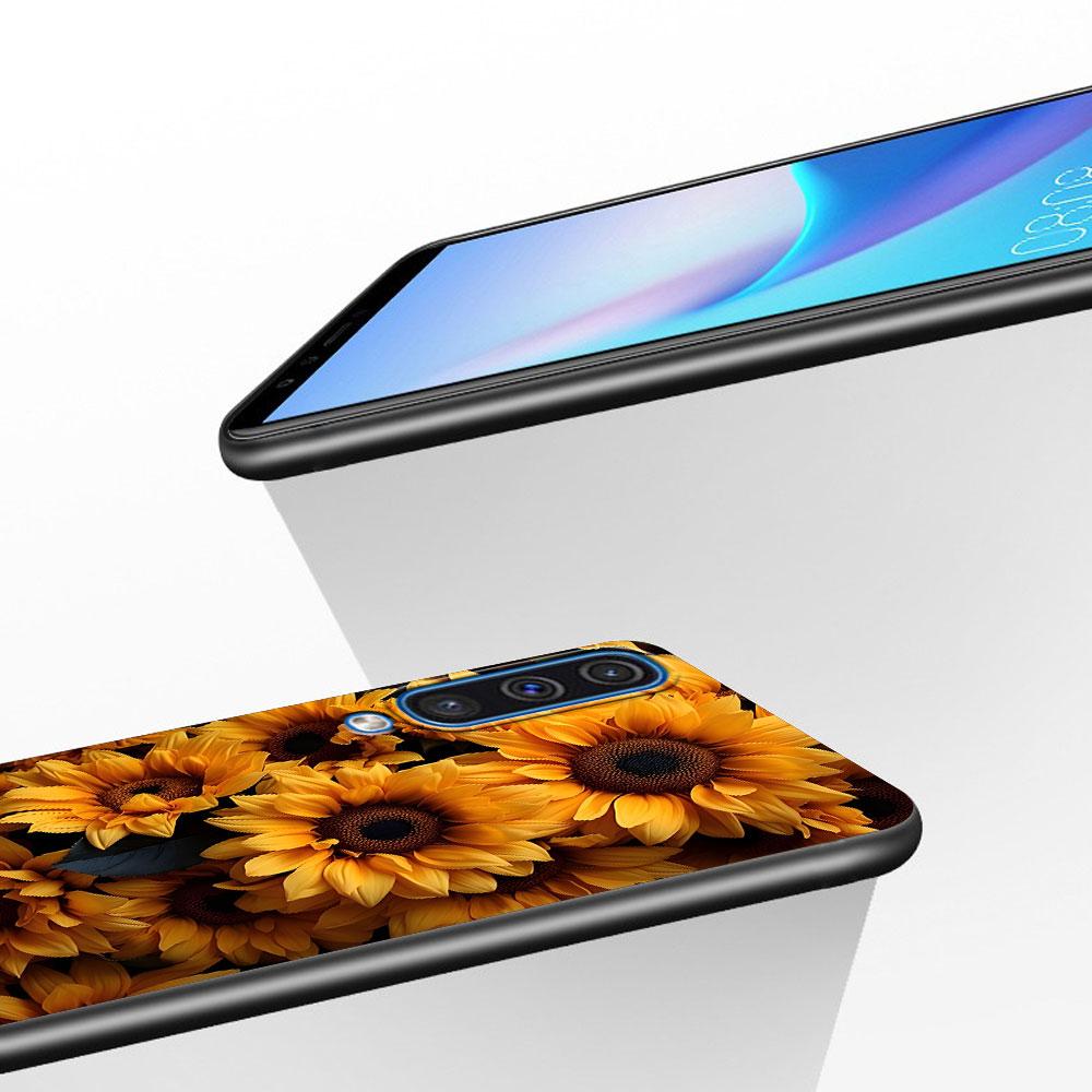 Summer Daisy Sunflower Floral Flower Case for Samsung Galaxy A10s A50 A50s A02s A03s A20 A30 A20e A70 A70s A20s A30s Black Cover