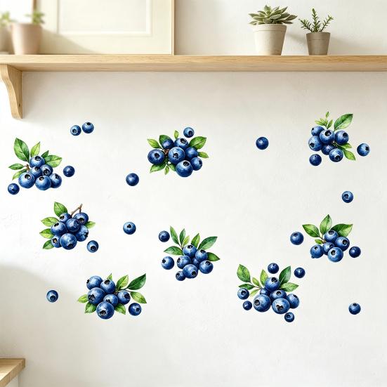 Watercolor Fruit Wall Stickers Blueberry Decals, Peel And Stick Fruits Stickers, Removable Boho Home Decor Art for Baby Nursery, Kids Bedroom, Living