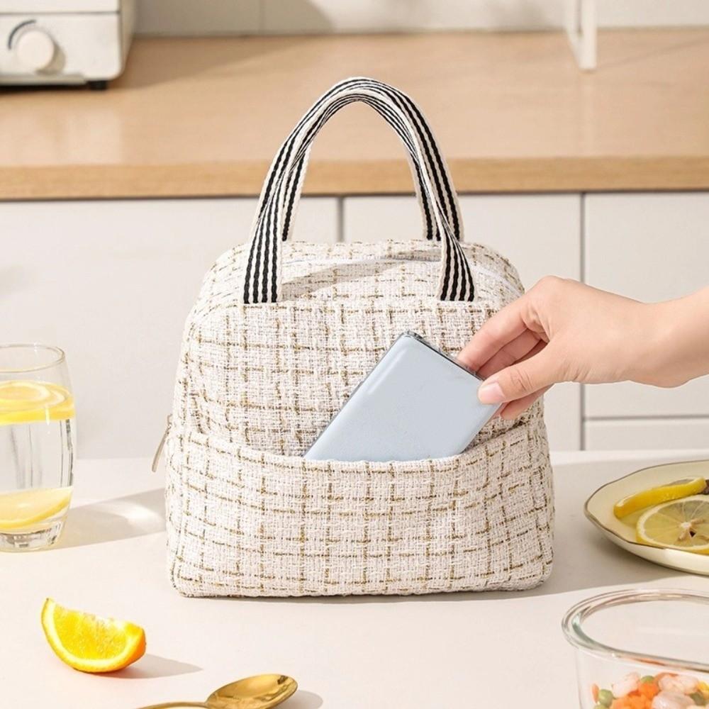 2PCS/SET Small Fresh Style Lunch Bag Fashion Tote Lunchbox Durable Thermal Insulation Bag  Students