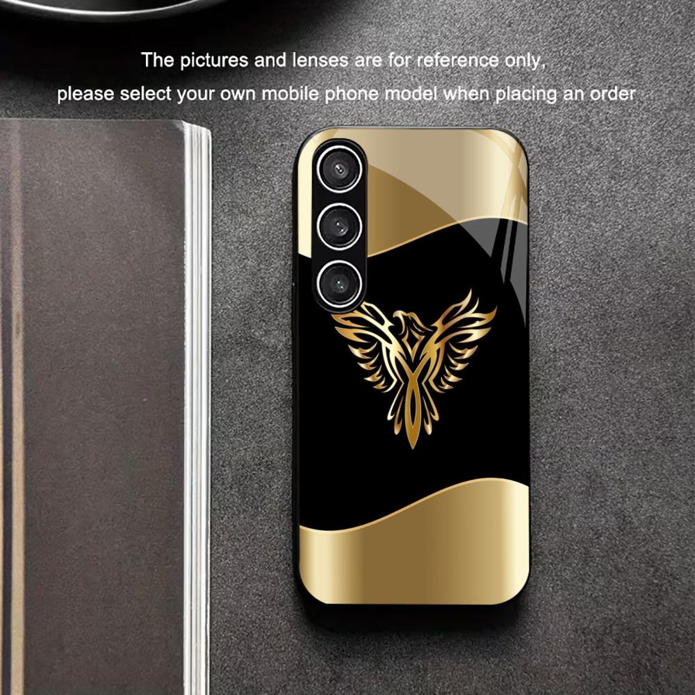 Brownish-black Birds PhoneCase Glass PhoneCase for Samsung Galaxy S26 S25 S24 S23 S22 S21 FE Ultra Plus Scratch Proof Smooth