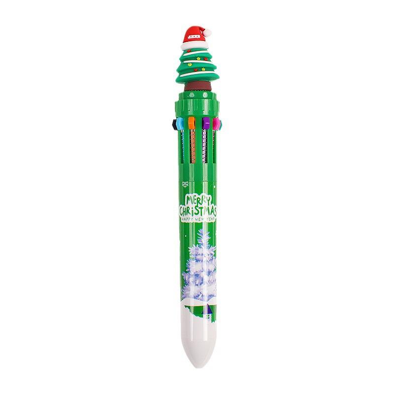 Christmas 10-Color Gel Pen Set for Creative Journaling - Cartoon Design for Students