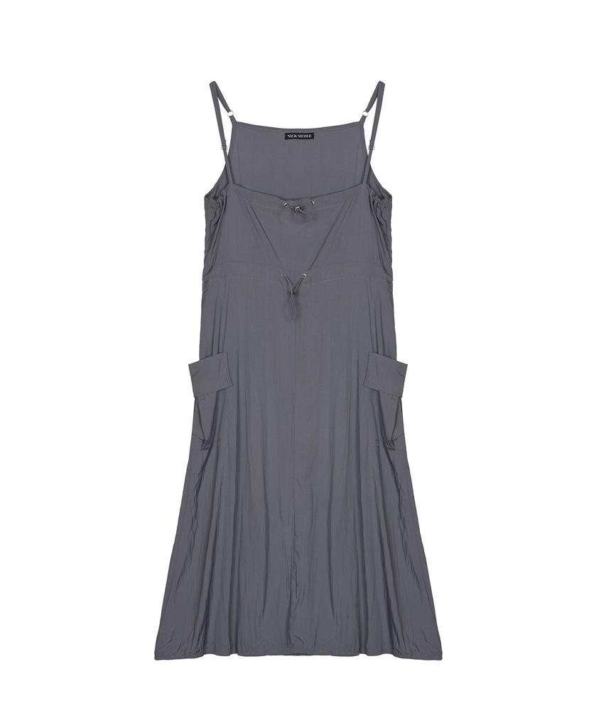 Nigaennikol String Cargo Detail Dress_Charcoal