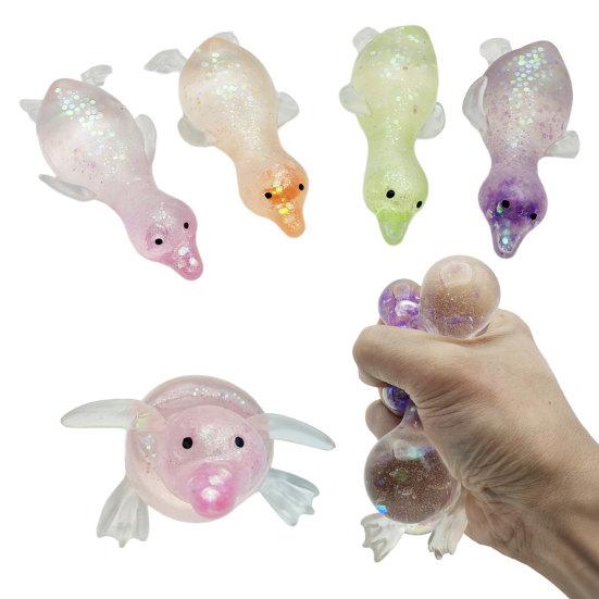 Klarer Glitzer-Quietscheente Mini Liegende Ente Angstlinderndes Sensorisches Spielzeug Langsam Aufgehendes Stressball Tierform Spielzeug
