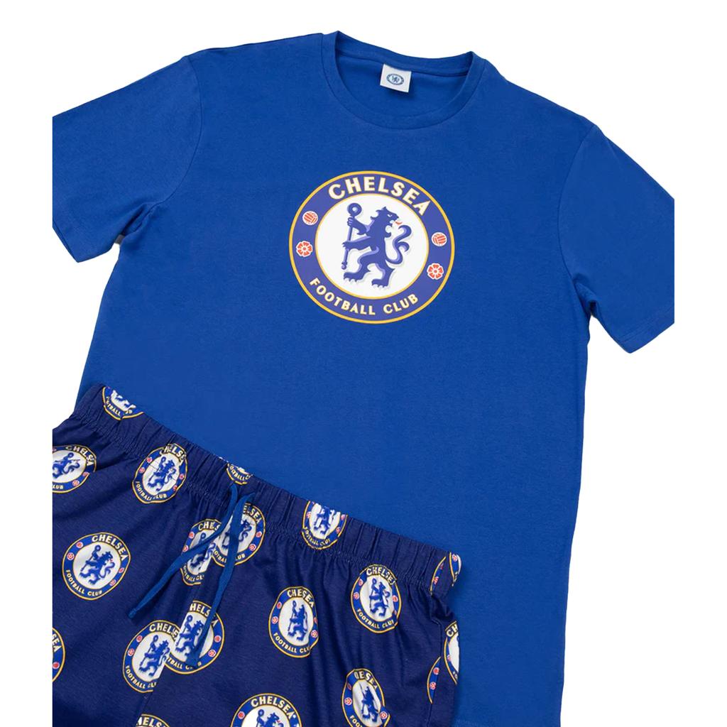 Chelsea FC Men's Crest Short-Sleeved Long Pyjama Set