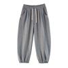 Gray corset sweatpants women's autumn and winter fleece thickened wide-leg pants new high-waisted loose bloomers sweatpants