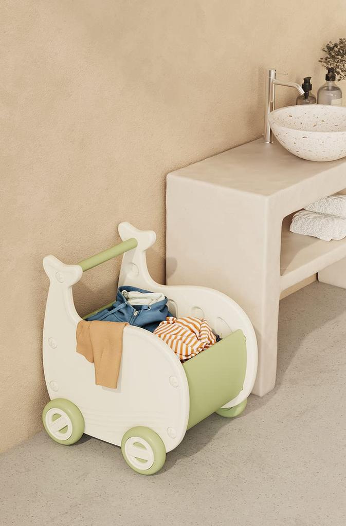 Gorocking Whale Wagon, Toy Storage Box, Push Cart, Baby Kids Wagon (Green)