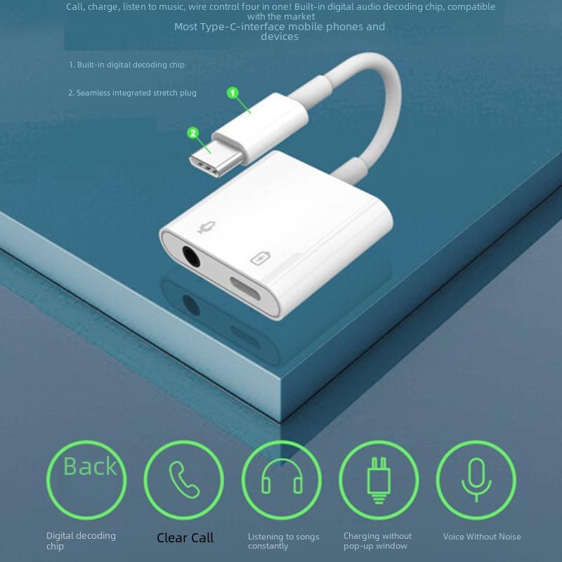 Type-C Headset Adapter: Dual Function for Charging and Audio Calls