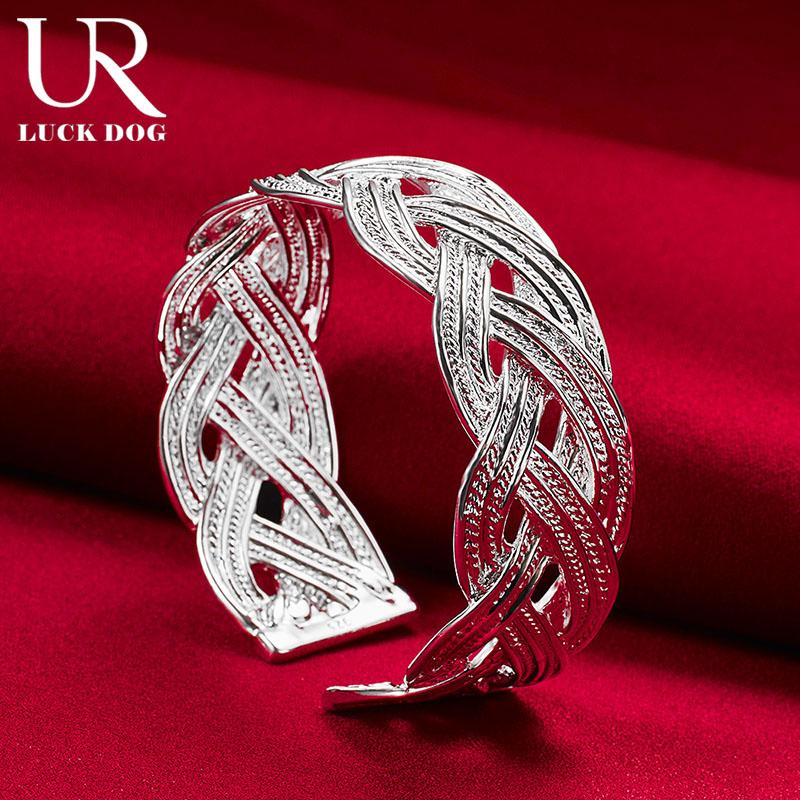 925 Sterling Silver 27mm Interwoven Mesh Bracelet Fashionable Wedding Jewelry