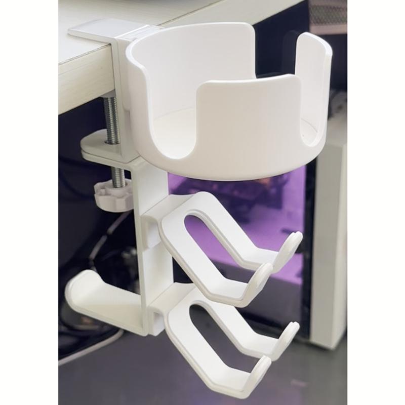 

Настольный держатель для чашки 4 в 1 с вешалкой для наушников и подставкой для контроллера Игровые аксессуары, универсальные регулируемые белый
