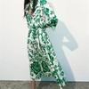 2022 Summer European & American Women's Long Shirt Dress with Belt and Print