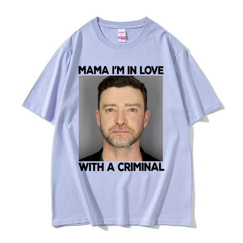 Funny Justin Timberlake Mugshot T Shirt Im in Love with A Criminal Meme T Shirts Unisexs Fashion Casual Cotton Tshirt Streetwear