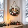 Wooden Hanging Sign for Wall Winter Bird Sign, Rustic Decorative Plaque with Animal Decor Rope, 2D Flat Art Christmas Holiday Home Door