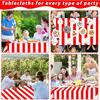 Red and White Striped Tablecloth Roll 52 in x 100 Ft with Slide Cutter Circus Carnival Party Supplies Halloween Christmas Plastic Picnic Table Cover