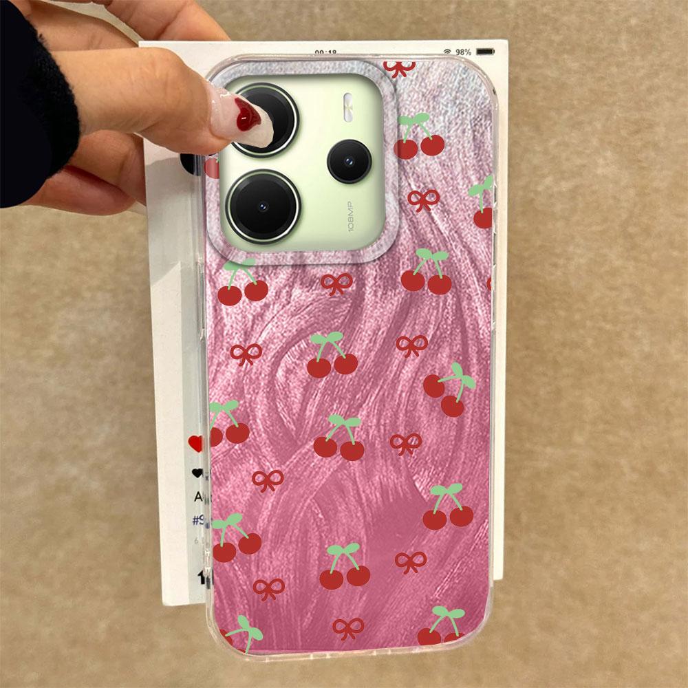 Summer Sweet Red Circular Dot Cherry Phone Case for Xiaomi Redmi 13C 14C A5 A3 A4 A3X Note 14 13 12 11 11S 10 Pro Silicone Cover