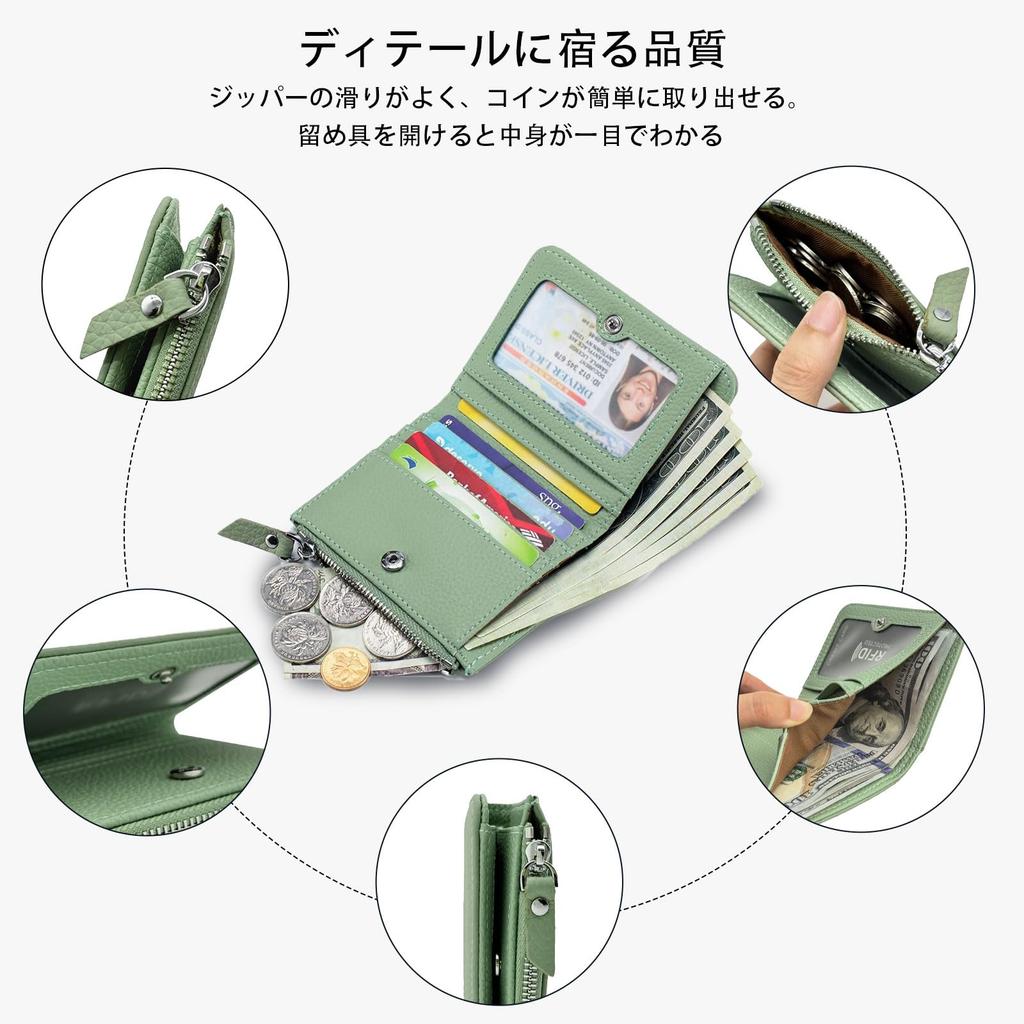 Noaivoky Women's Bifold Wallet, Compact Mini Wallet, Slim Design, Popular Mini Wallet with Zipper, Coin Purse, Stylish Card Case, Large Capacity,