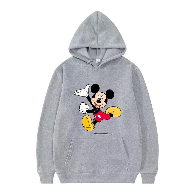 Disney Mickey Mouse Pattern Woman Streetwear Loose Grey Winter Tops Clothes Pullovers Ladies Cheap 90s Hoodies Men Sweatshirts