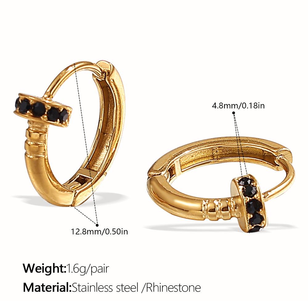 Japanese and Korean Popular Jewelry, Stainless Steel Gold-plated Earrings, Ear Buckles, Summer Earrings, Inlaid Rhinestone Earrings.