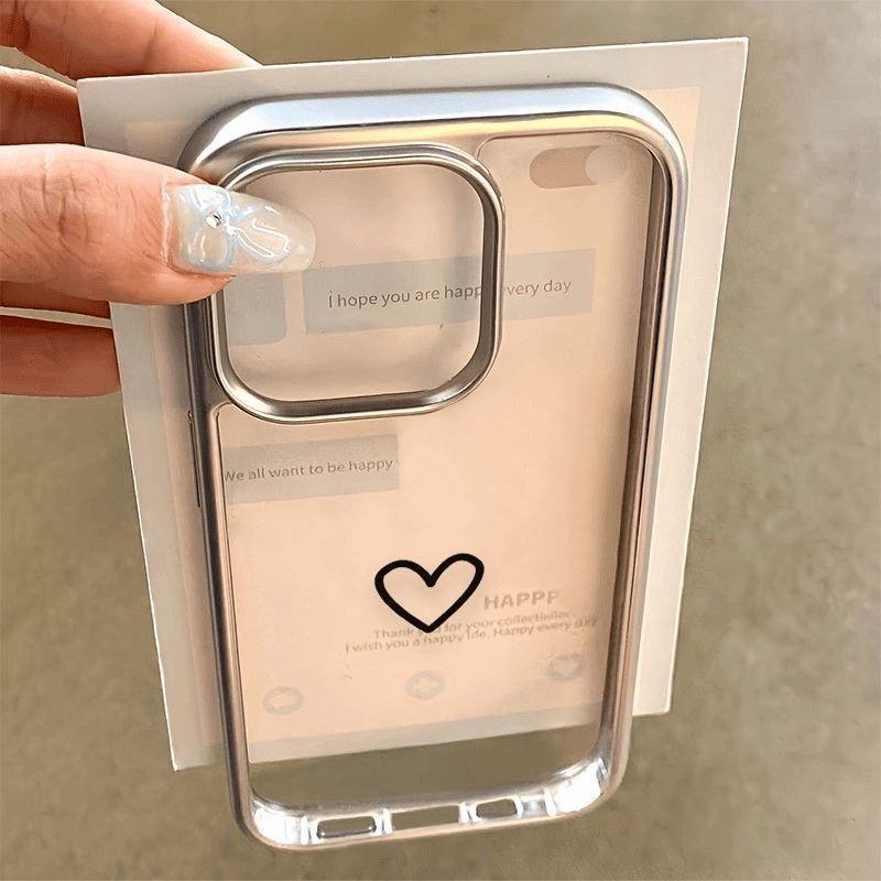 

Electroplated Love Heart Case for iPhone 13/14/12/15 Pro/16 Pro Max/XS iPhone 15 Plus