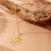 316L Stainless Steel Golden Fashion Sun Pendant Necklace For Women Girl New Concise Solar Neck Chain Jewelry Gift