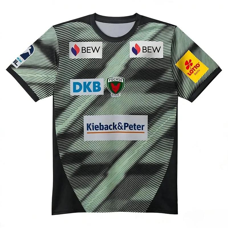 HLIHL 2026 Nieuw F&Uuml;CHSE Berlin Handbalshirt, Sportkleding, Stijlvolle Losse Pasvorm, Ademend Handbal Trainings T-shirt voor Ouders en Kinderen 2XL zwart
