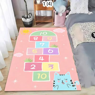 Hopscotch Game Pattern Area Carpet Mat Rug Home Decoration Playful Space Theme Nursery Bedroom Floor Rug Living Room Decoration