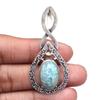 Larimar Gemstone Unisex Women's Gift For Her Silver Jewelry Pendant 2.25"