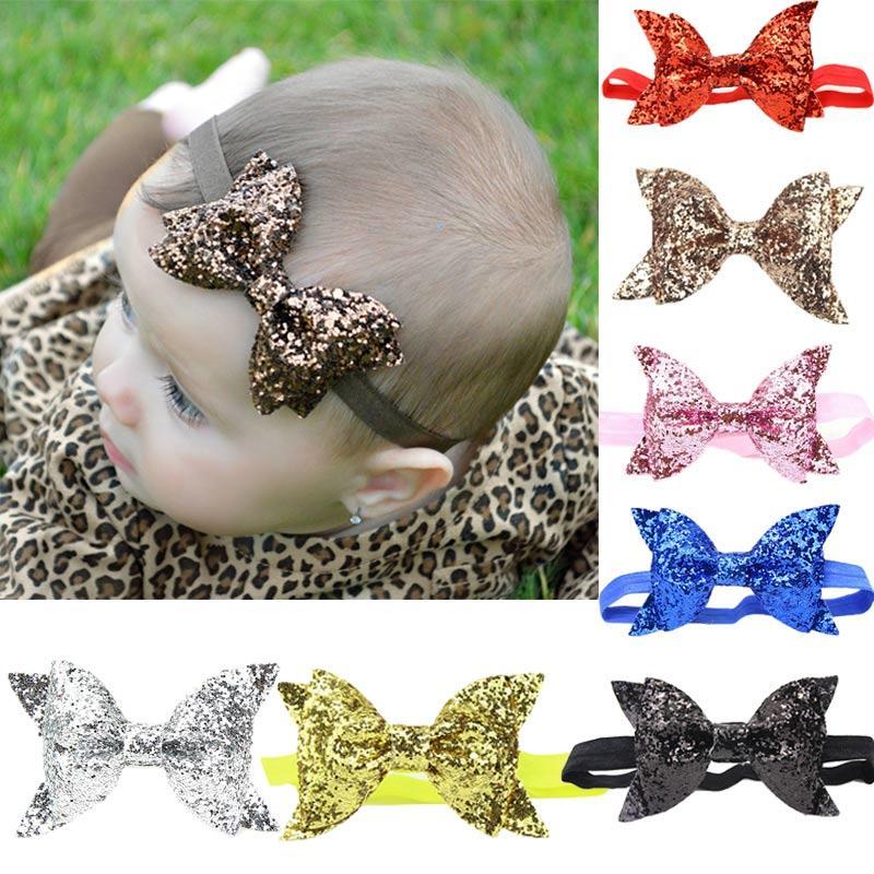 POIUDE 9 Couleurs Enfants Baby Girls Glitter Paillettes Bandeaux Sparkly Bowknot Cheveux Bandeaux Accessoires Bandeau Photographie Props