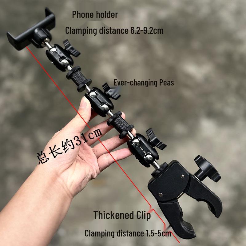 360° Shockproof Excavator Phone Holder with Rearview Mirror Mount and Heavy-Duty Crab Claw Clip for Trucks