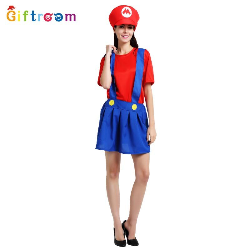 Halloween Adult Costume Masquerade Super Mary Adult Mary Dress Cartoon Game Uniform