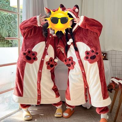 Dame Flanell Cosplay Pyjamas Hettekledd Nattøy Halloween Jul Nattkjole