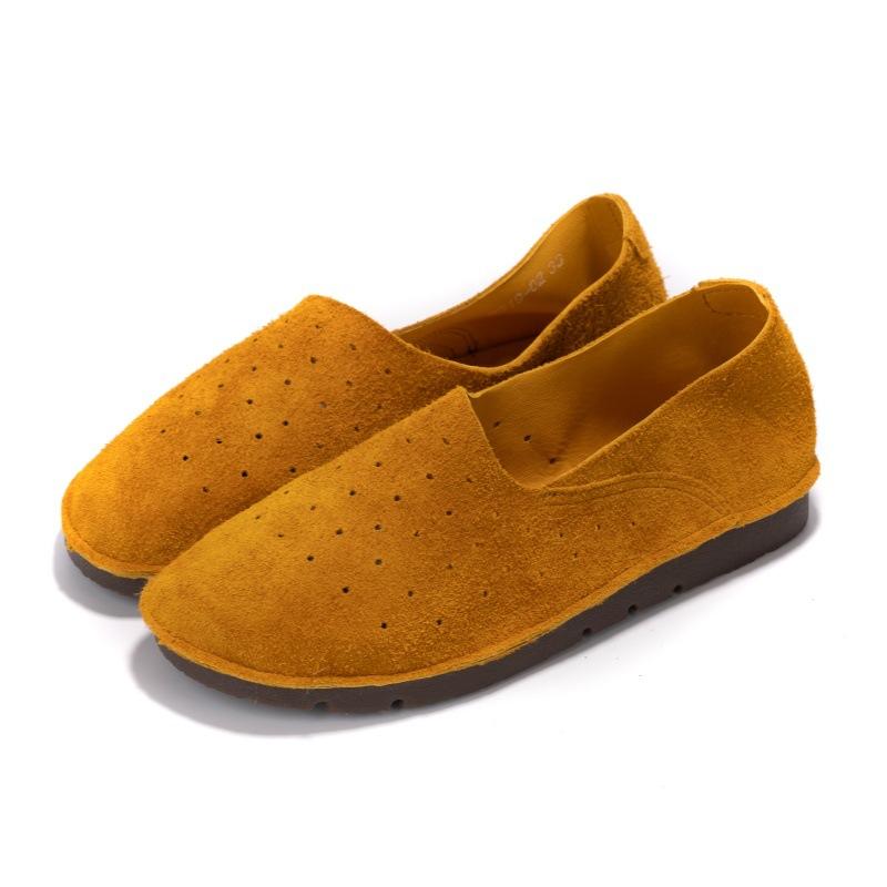 Handmade Leather Sandals Women's Retro Hollow Single Shoes Summer Soft-soled Soft Leather Versatile Breathable Hole Shoes Men and Women the Same Style