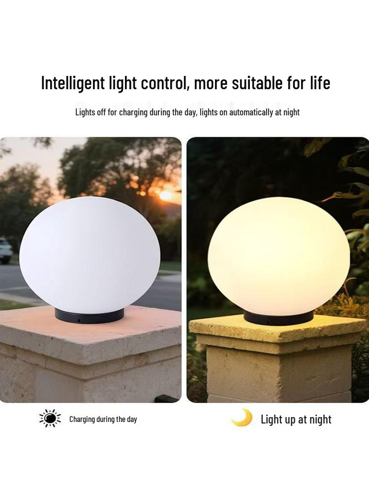 Waterproof Outdoor Solar Post Lights - White Round Moon Ball for Garden, Courtyard, Gate, and Fence Pillars